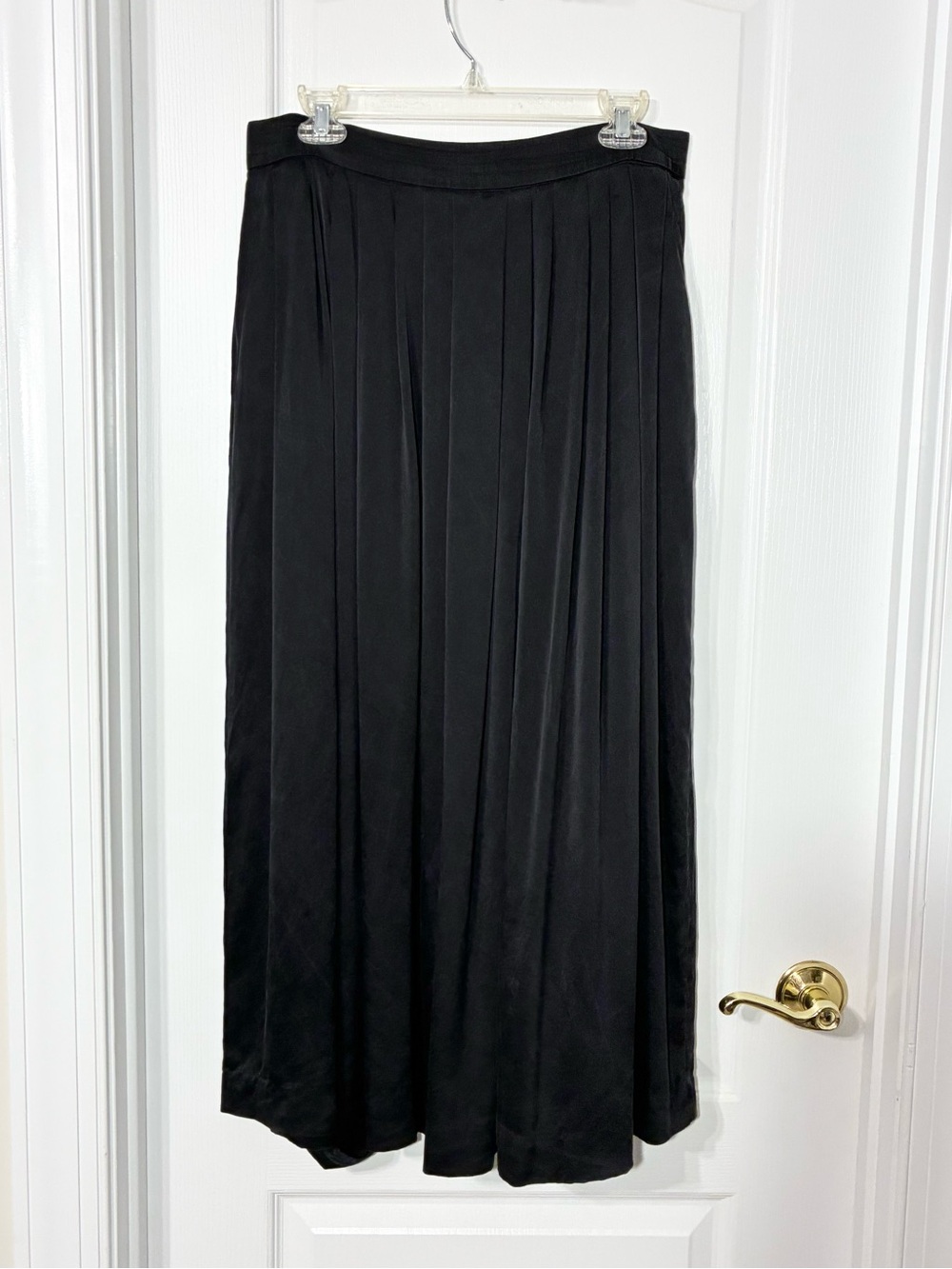 Vintage Jim Heilman II SILK Made In USA Pleated Midi Skirt Pockets Black Size 14